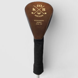 Moderne 40e 50 60e verjaardag Golf Monogram Bruin Golfheadcover
