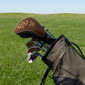 Moderne 40e 50 60e verjaardag Golf Monogram Bruin Golfheadcover (Insitu)