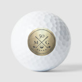 Moderne 40e 50e 60 Verjaardag Golf Monogram Goud Golfballen (Voorkant)