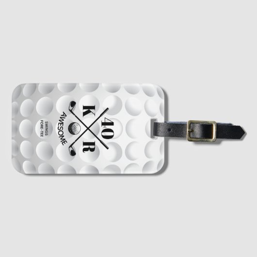 Moderne 40e 50e 60e verjaardag Golf Monogram Golf Bagagelabel (Voorkant (horizontaal))