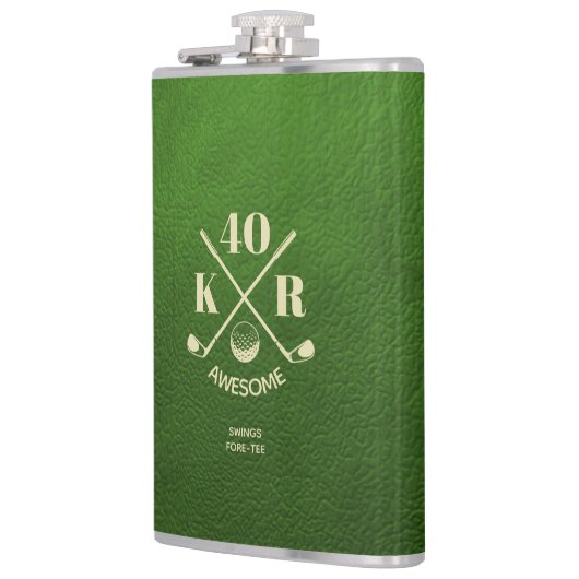 Moderne 40e 50e 60e verjaardag Golf Monogram Golf Heupfles (Links)