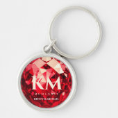 Moderne 40e bruiloft Jubileum Ruby Monogram Sleutelhanger (Voorkant)