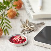 Moderne 40e bruiloft Jubileum Ruby Monogram Sleutelhanger (Zijkant)