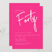 Moderne 40e Dertigste Roze verjaardagsfeestje Kaart (Voorkant / Achterkant)