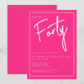 Moderne 40e Dertigste Roze verjaardagsfeestje Kaart (Voorkant / Achterkant)