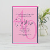 Moderne 40e Roze Marine Gelaagde Script Verjaardag Kaart (Staand voorkant)