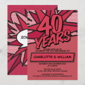 Moderne 40e Ruby Wedding Jubileum Kaart (Voorkant / Achterkant)