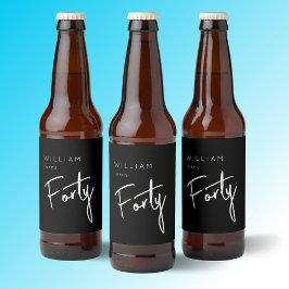Moderne 40e veertigste mannen verjaardag zwart bier etiket