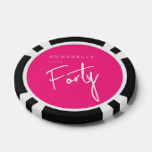 Moderne 40e veertigste verjaardag Roze Poker Chips (Enkel)