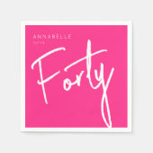 Moderne 40e Veertigste verjaardag roze Servet (Voorkant)