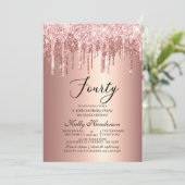 Moderne 40e verjaardag Dripping Roos Gold Kaart (Staand voorkant)