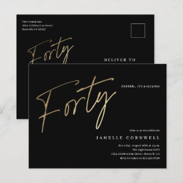 Moderne 40e verjaardag eenvoudig elegante script  uitnodiging briefkaart