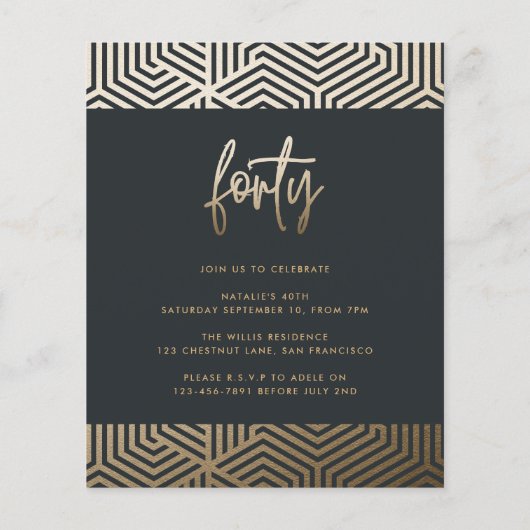 Moderne 40e verjaardag, eenvoudig stijlvol elegant (Achterkant)