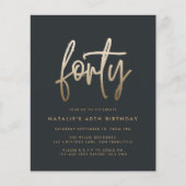 Moderne 40e verjaardag, eenvoudig stijlvol elegant (Voorkant)