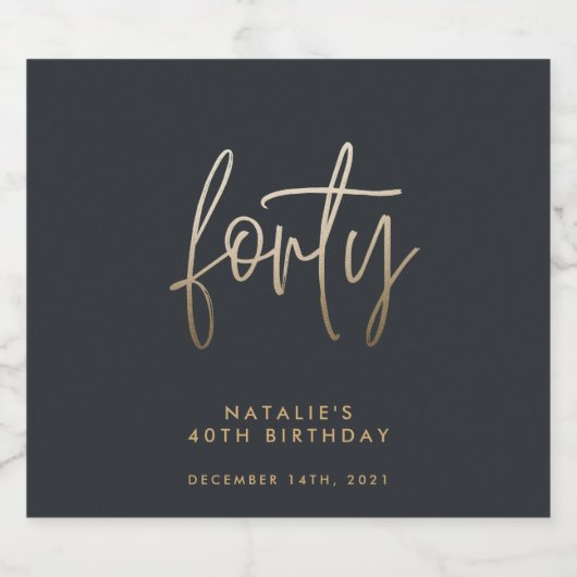 Moderne 40e verjaardag, eenvoudig stijlvol elegant bier etiket (Enkel label)