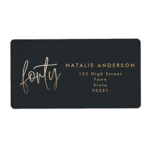 Moderne 40e verjaardag, eenvoudig stijlvol elegant etiket