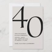 Moderne 40e verjaardag, eenvoudig stijlvol elegant kaart (Voorkant)