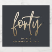 Moderne 40e verjaardag, eenvoudig stijlvol elegant likeurfles etiket (Enkel label)