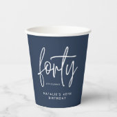 Moderne 40e verjaardag, eenvoudig stijlvol elegant papieren bekers (Voorkant)