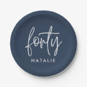 Moderne 40e verjaardag, eenvoudig stijlvol elegant papieren bordje (Voorkant)