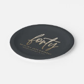 Moderne 40e verjaardag, eenvoudig stijlvol elegant papieren bordje (Gekanteld)