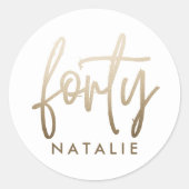 Moderne 40e verjaardag, eenvoudig stijlvol elegant ronde sticker (Voorkant)