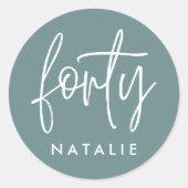 Moderne 40e verjaardag, eenvoudig stijlvol elegant ronde sticker (Voorkant)