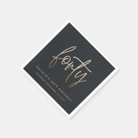 Moderne 40e verjaardag, eenvoudig stijlvol elegant servet (Hoek)