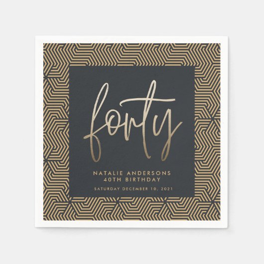 Moderne 40e verjaardag, eenvoudig stijlvol elegant servet (Voorkant)