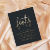Moderne 40e verjaardag, eenvoudig stijlvol elegant uitnodiging briefkaart