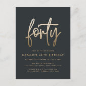 Moderne 40e verjaardag, eenvoudig stijlvol elegant uitnodiging briefkaart (Voorkant)