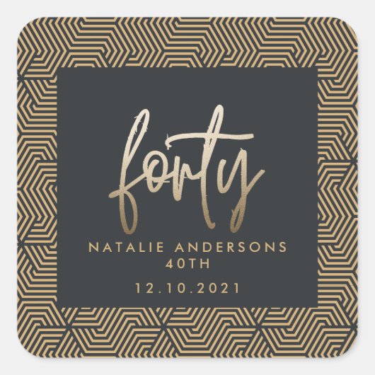 Moderne 40e verjaardag, eenvoudig stijlvol elegant vierkante sticker (Voorkant)