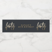 Moderne 40e verjaardag, eenvoudig stijlvol elegant waterfles etiket (Enkel label)