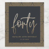 Moderne 40e verjaardag, eenvoudig stijlvol elegant wijn etiket (Enkel label)