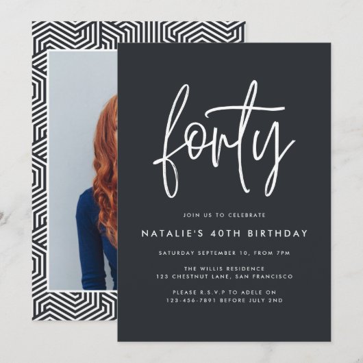 Moderne 40e verjaardag eenvoudige stijlvolle scrip (Voorkant / Achterkant)