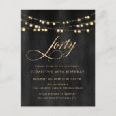 Moderne 40e verjaardag Elegante stijlvolle uitnodi Uitnodiging Briefkaart (Voorkant)