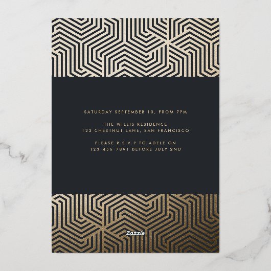 Moderne 40e verjaardag folie stijlvol elegant scri folie uitnodiging (Achterkant)