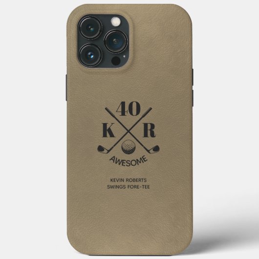Moderne 40e verjaardag Golf 50 60e Monogram Beige Case-Mate iPhone Case (Achterkant)