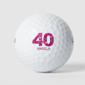 Moderne 40e verjaardag golfballen 40 roze initiale (Voorkant)