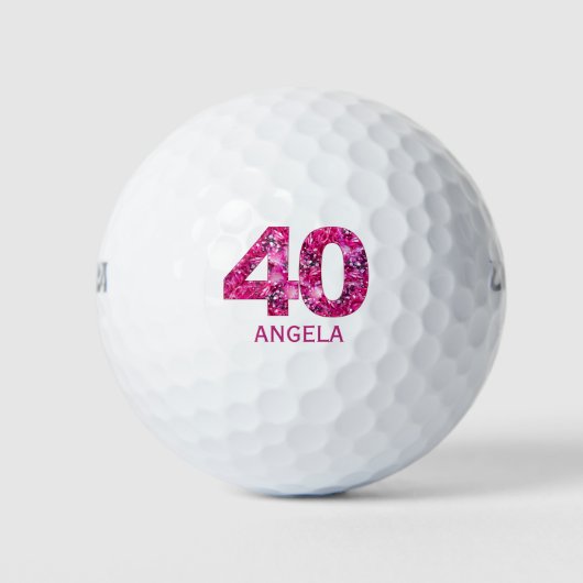 Moderne 40e verjaardag golfballen 40 roze initiale (Voorkant)