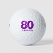 Moderne 40e verjaardag golfballen 80 paarse initia (Voorkant)