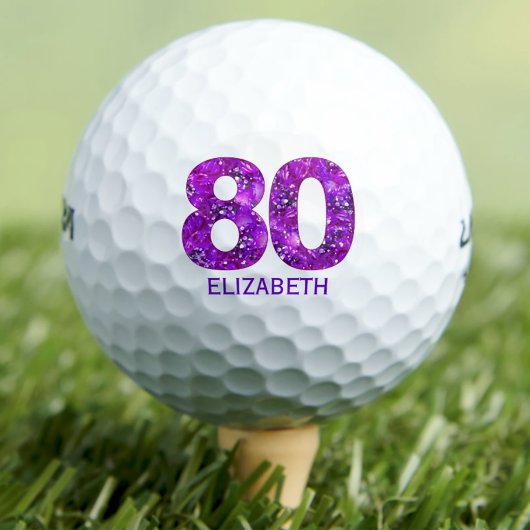 Moderne 40e verjaardag golfballen 80 paarse initia