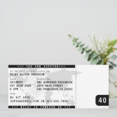 Moderne 40e verjaardag Party Boarding Ticket Foto Kaart (Staand voorkant)