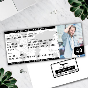 Moderne 40e verjaardag Party Boarding Ticket Foto Kaart