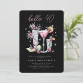 Moderne 40e verjaardag Party uitnodiging (Staand voorkant)