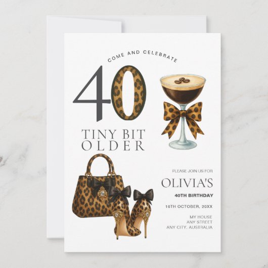 Moderne 40e verjaardag, trendy luipaardprint kaart (Voorkant)
