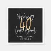 Moderne 40e verjaardag typografie gouden deel deco servet (Voorkant)