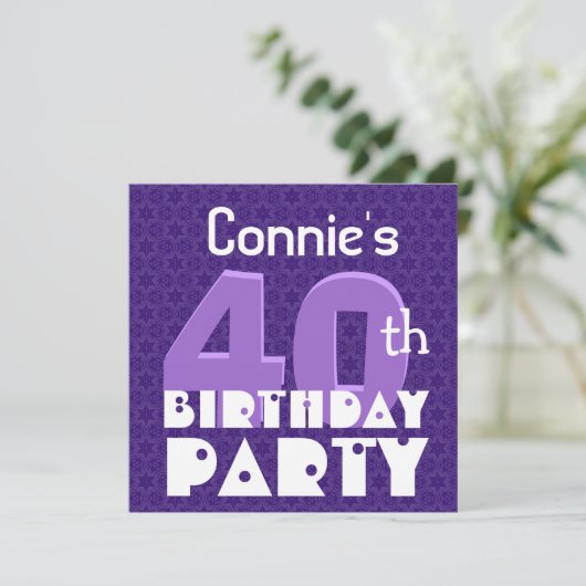 Moderne 40e verjaardag van de Blauwe Sjabloon S300 Kaart (Staand voorkant)