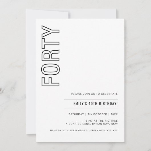 Moderne 40e verjaardag van de uitnodiging van de p (Voorkant)