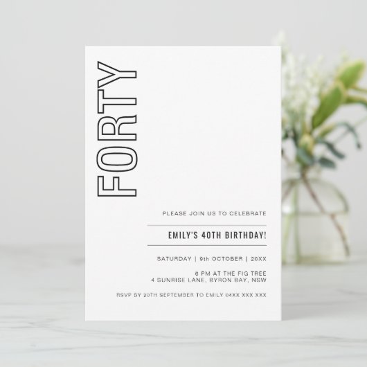 Moderne 40e verjaardag van de uitnodiging van de p (Staand voorkant)